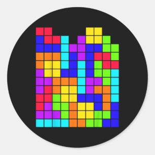 Adesivo Redondo Tetrominoes Block Quebra-cabeça Video Game Math Pr