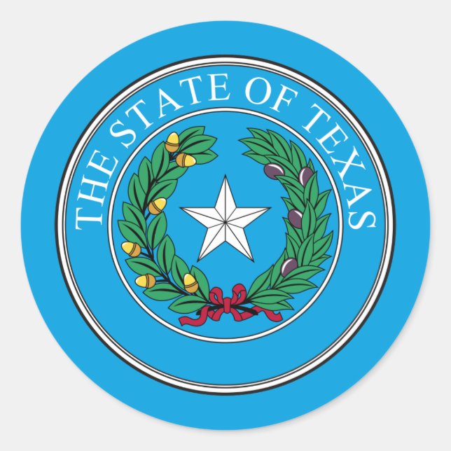 Adesivo Redondo Texan Seal, Selo do Texas Sticker (Frente)
