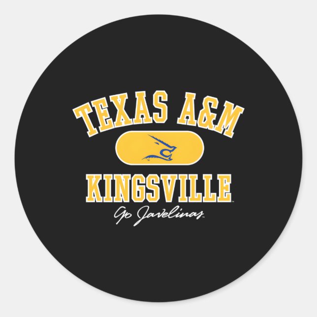 Adesivo Redondo Texas Am Kingsville Javelinas Varsity Blue (Frente)