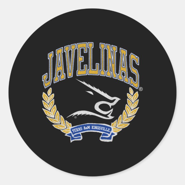 Adesivo Redondo Texas Am Kingsville Javelinas Victory Blue (Frente)
