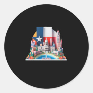 Adesivo Redondo Texas City In Usa Sticker