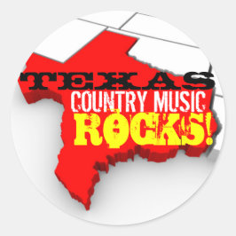 Adesivo Redondo Texas Country Music Rocks Stickers