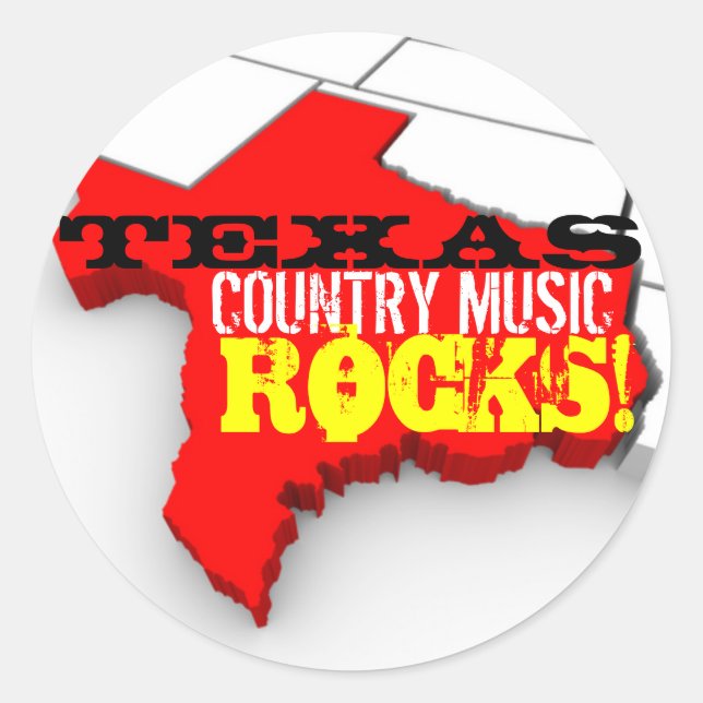 Adesivo Redondo Texas Country Music Rocks Stickers (Frente)