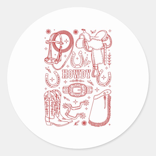 Adesivo Redondo Texas Cowboy Pack (Frente)