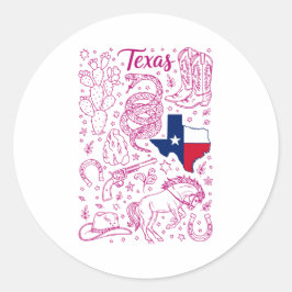 Adesivo Redondo Texas Cowboy Pack Western Vibes