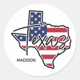 Adesivo Redondo Texas de nome personalizado