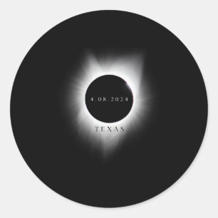 Adesivo Redondo Texas Eclipse 4.08.24 Eclipse Solar Total 2024 Tex