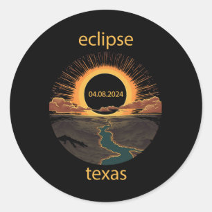 Adesivo Redondo Texas Eclipse April 8 2024 04.08.2024 Texas Solar
