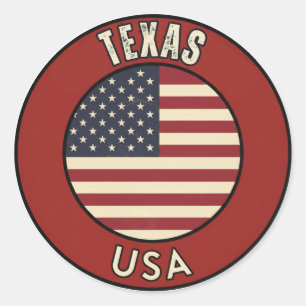 Adesivo Redondo Texas Estados Unidos da América