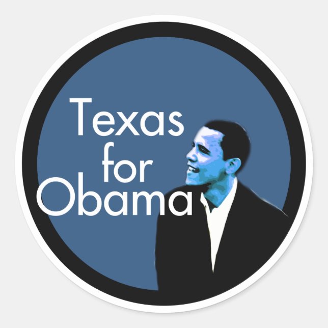 Adesivo Redondo Texas For Obama (Frente)