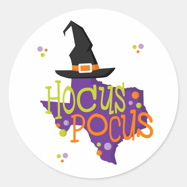 Adesivo Redondo Texas Hocus Pocus Halloween (Frente)