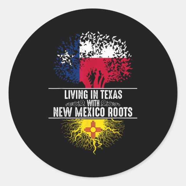 Adesivo Redondo Texas Home New Mexico Roots State Tree Flag Love G (Frente)