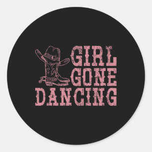 Adesivo Redondo Texas Line Dancing Rodeo Cowboy Dance Line