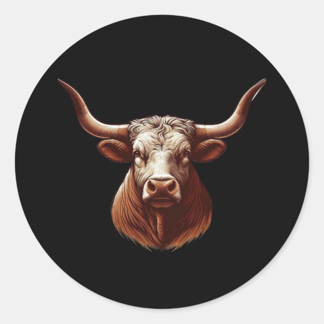 Adesivo Redondo Texas Longhorn (Frente)