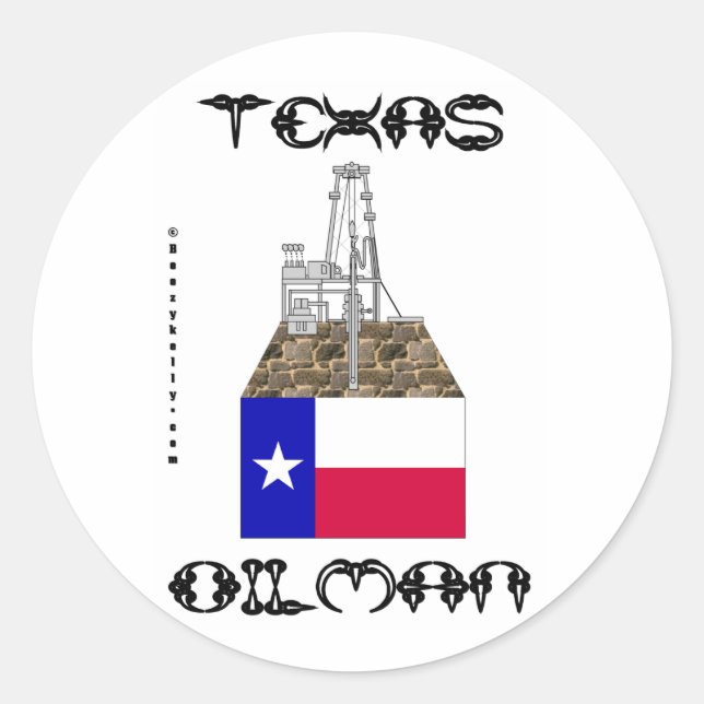 Adesivo Redondo Texas Oilman Oil, Field Sticker (Frente)