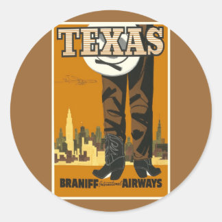 Adesivo Redondo Texas - Poster de arte Viagens vintage