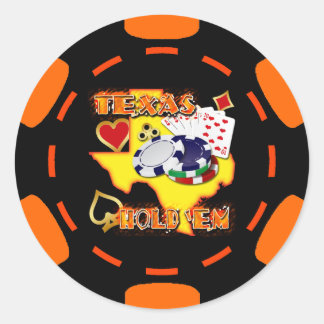 ADESIVO REDONDO TEXAS PRETAS E LARANJAS MANTENHAM O CHIP DE POKER