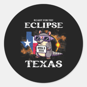 Adesivo Redondo Texas Solar Eclipse 2024 abril 8 Funny Armadillo F