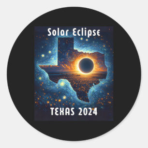 Adesivo Redondo Texas Solar Eclipse 2024 Starry Night