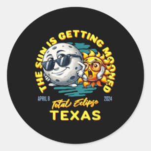 Adesivo Redondo Texas Solar Eclipse Abr 8 2024 Sun Está Ganhando L