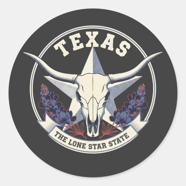 Adesivo Redondo Texas: The Lone Star State (Frente)