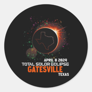 Adesivo Redondo Texas Total Solar Eclipse 2024