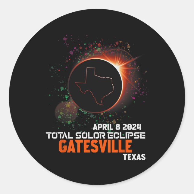 Adesivo Redondo Texas Total Solar Eclipse 2024 (Frente)