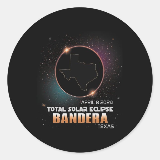 Adesivo Redondo Texas Total Solar Eclipse 2024 1 (Frente)