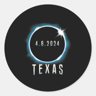 Adesivo Redondo Texas Total Solar Eclipse 2024 Blue April 8 Men Wo