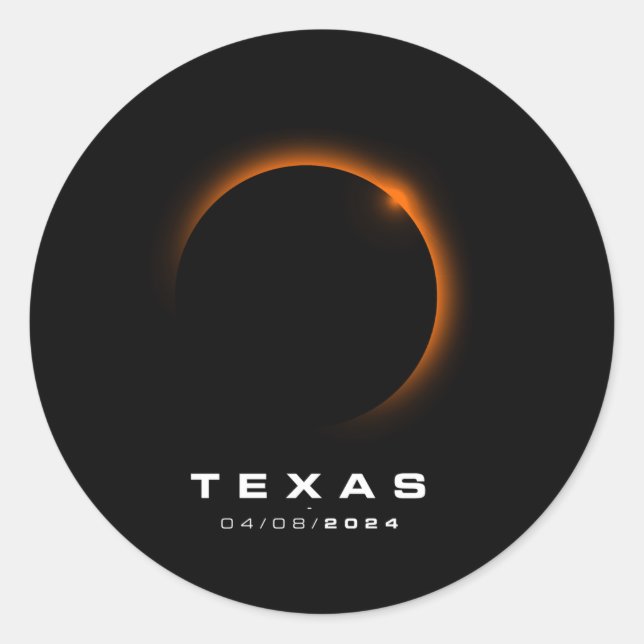 Adesivo Redondo Texas Total Solar Eclipse 2024 Texas Solar Eclipse (Frente)