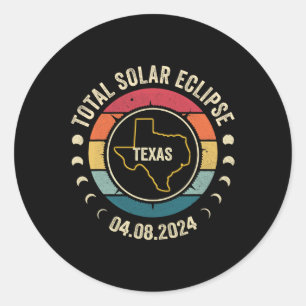Adesivo Redondo Texas Total Solar Eclipse 2024 Totalidade American