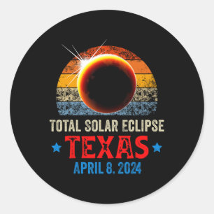 Adesivo Redondo Texas Total Solar Eclipse 8 de abril de 2024 Texas