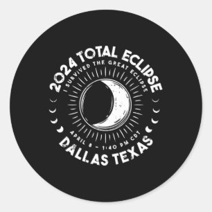 Adesivo Redondo Texas Total Solar Eclipse abril 8 2024 Totalidade
