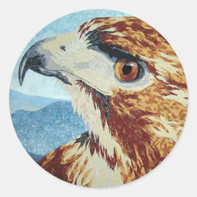 Adesivo Redondo Têxtil de Hawk de cauda vermelha (Frente)