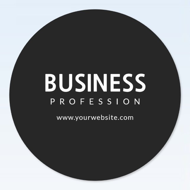 Adesivo Redondo Texto Branco moderno simples a preto (Criador carregado)