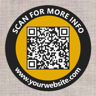 Adesivo Redondo Texto Branco Personalizado do Código QR Preto Dour