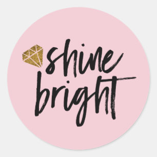 Adesivo Redondo Texto brilhante do brilho gráfico com diamante