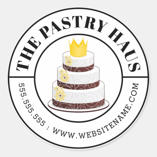 Adesivo Redondo Texto Curvo De Bolo Elegante (Frente)