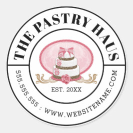 Adesivo Redondo Texto Curvo de Bolo Rosa Elegante