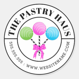 Adesivo Redondo Texto Curvo de Pop de Bolo Coloridos Modernos