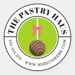 Adesivo Redondo Texto Curvo de Pop de Bolo de Chocolate Moderno