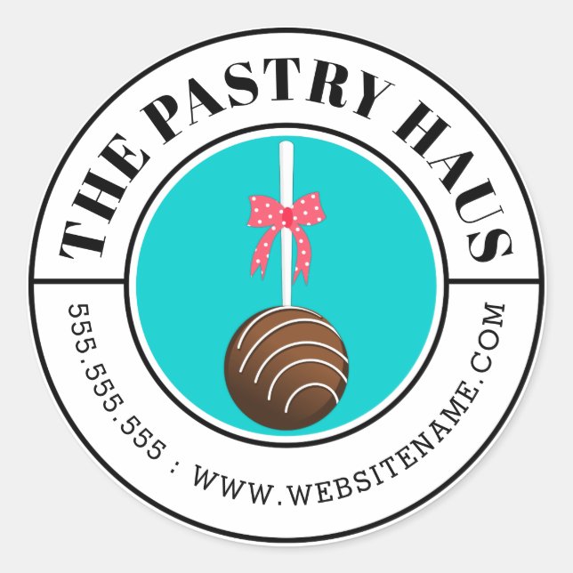 Adesivo Redondo Texto Curvo de Pop de Bolo de Chocolate Moderno (Frente)