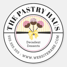 Adesivo Redondo Texto Curvo de Pop de Bolo Elegante