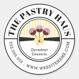 Adesivo Redondo Texto Curvo de Pop de Bolo Elegante