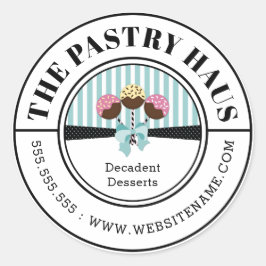 Adesivo Redondo Texto Curvo de Pop de Bolo Elegante