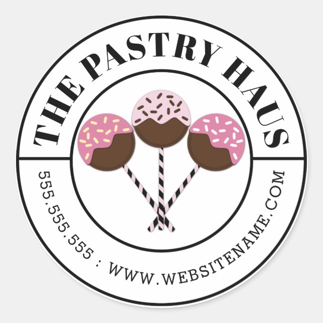 Adesivo Redondo Texto Curvo de Pop de Bolo Modernos (Frente)