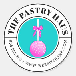 Adesivo Redondo Texto Curvo de Pop de Bolo Rosa Moderno