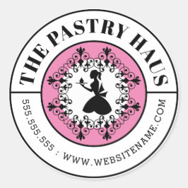 Adesivo Redondo Texto Curvo de Silhueta Baker Elegante