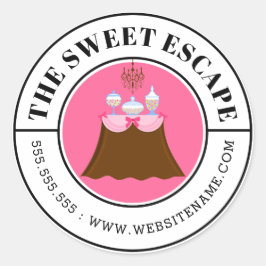 Adesivo Redondo Texto Curvo do Buffet de Candy Moderno