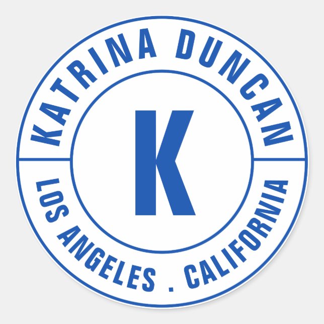 Adesivo Redondo Texto Curvo do Monograma Real Real Moderno (Frente)